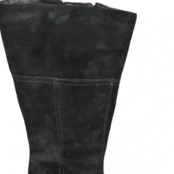 Vintage Hush Puppies Leather Suede Wedge Winter Boots Tall Black Size 9 - Picture 2 of 12